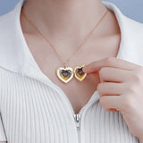 Heart Shaped Photo Box Necklace Peach Heart Pendant Chain Jewelry