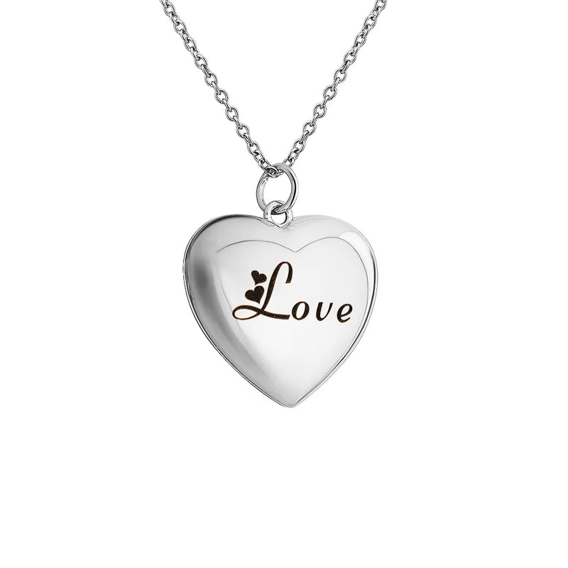 Heart Shaped Photo Box Necklace Peach Heart Pendant Chain Jewelry