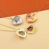 Heart Shaped Photo Box Necklace Peach Heart Pendant Chain Jewelry