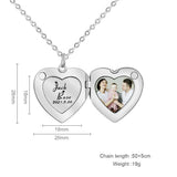 Heart Shaped Photo Box Necklace Peach Heart Pendant Chain Jewelry