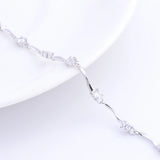 925 Silver Whirling Ribbon CZ Women Bracelet Chains Jewelry