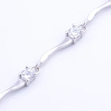 925 Silver Whirling Ribbon CZ Women Bracelet Chains Jewelry