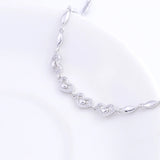 925 Silver CZ Heart In Heart Bracelet Oval Chain Wedding Gift