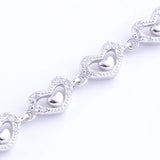 925 Silver CZ Heart In Heart Bracelet Oval Chain Wedding Gift