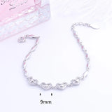 925 Silver CZ Heart In Heart Bracelet Oval Chain Wedding Gift