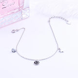 925 Silver Big CZ Gems & Star Women Bracelet Red Smile Bangle