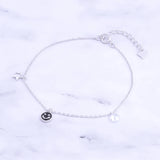 925 Silver Big CZ Gems & Star Women Bracelet Red Smile Bangle