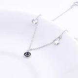 925 Silver Big CZ Gems & Star Women Bracelet Red Smile Bangle