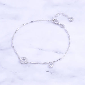 925 Silver CZ Round Circle Hoop Bracelet Bangle