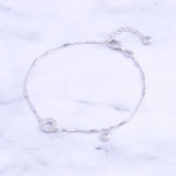 925 Silver CZ Round Circle Hoop Bracelet Bangle