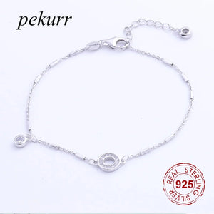 925 Silver CZ Round Circle Hoop Bracelet Bangle