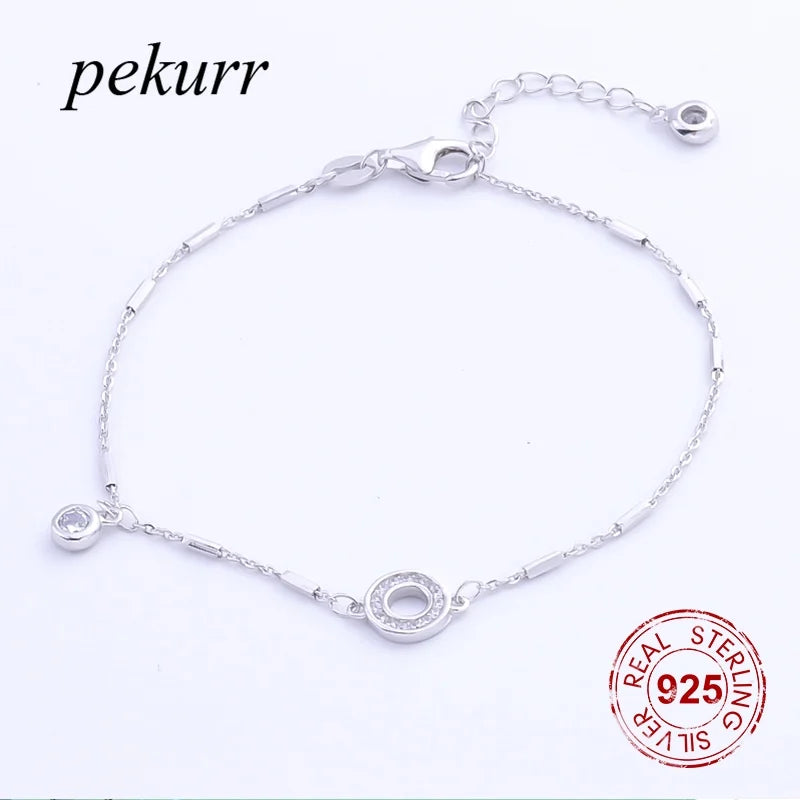 925 Silver CZ Round Circle Hoop Bracelet Bangle