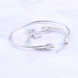 925 Silver Cat Hollow Heart Hoop Earrings Girl Jewelry