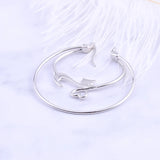 925 Silver Cat Hollow Heart Hoop Earrings Girl Jewelry