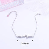 925 Sterling Silver Pave CZ Heartbeat Bracelet For Women