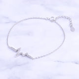 925 Sterling Silver Pave CZ Heartbeat Bracelet For Women