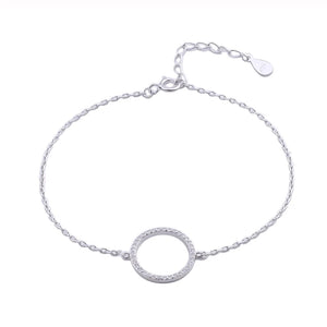 925 Silver Zircon Circle Wrist Bracelet Geometric Chains Charms Gift