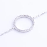 925 Silver Zircon Circle Wrist Bracelet Geometric Chains Charms Gift