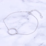 925 Silver Zircon Circle Wrist Bracelet Geometric Chains Charms Gift