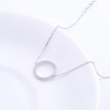 925 Silver Zircon Circle Wrist Bracelet Geometric Chains Charms Gift