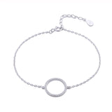 925 Silver Zircon Circle Wrist Bracelet Geometric Chains Charms Gift