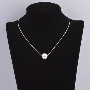 925 Silver 10mm Pearl Necklace Fine Jewelry Box Chain Pendant