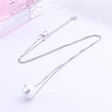 925 Silver 10mm Pearl Necklace Fine Jewelry Box Chain Pendant