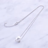 925 Silver 10mm Pearl Necklace Fine Jewelry Box Chain Pendant
