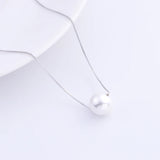 925 Silver 10mm Pearl Necklace Fine Jewelry Box Chain Pendant