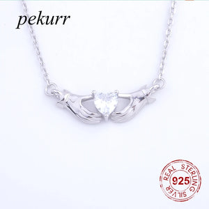 925 Silver Heart Necklace Pendant Romantic Jewelry