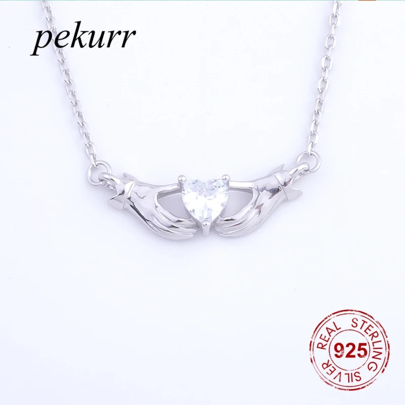 925 Silver Heart Necklace Pendant Romantic Jewelry