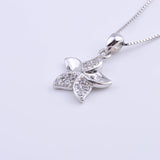 925 Silver 3 Zircon Leaf North Star Necklace For Women