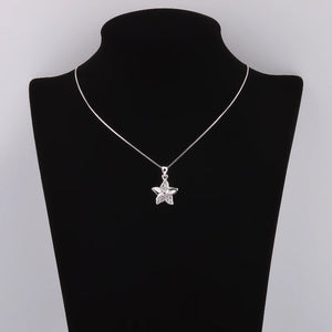 925 Silver 3 Zircon Leaf North Star Necklace For Women