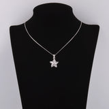 925 Silver 3 Zircon Leaf North Star Necklace For Women