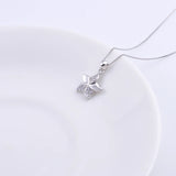 925 Silver 3 Zircon Leaf North Star Necklace For Women