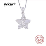 925 Silver 3 Zircon Leaf North Star Necklace For Women