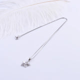 925 Silver 3 Zircon Leaf North Star Necklace For Women