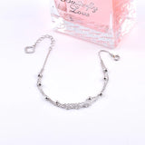 925 Silver 3 Zircon Star Wrist Bracelet Double Chain Bangle