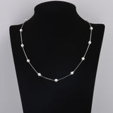 925 Sterling Silver Tiny Shell Pearl Necklaces Box Chain Pendants
