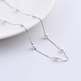 925 Sterling Silver Tiny Shell Pearl Necklaces Box Chain Pendants