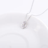 925 Silver 4 Leaf Clover Square Hoop Necklace Zircon Pendant Jewelry