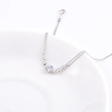 925 Silver 5 Diamond Gems Flower Bracelet Double Chains Bangles