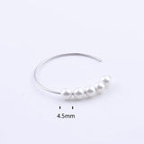 925 Silver 5 Shell Pearl Hoop Earrings For Women Long Round Earring Dangle
