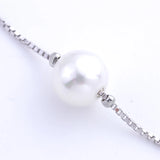 925 Silver 6.3mm Round Pearl Necklace for Women Chain Pendant Jewelry