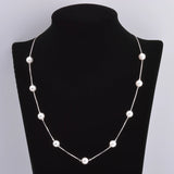 925 Silver 6.3mm Round Pearl Necklace for Women Chain Pendant Jewelry