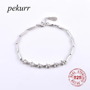 925 Silver Star Bracelet with Round Zircon Gems