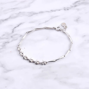 925 Silver Star Bracelet with Round Zircon Gems