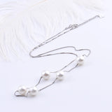 925 Silver 8.5mm Shell Pearl Necklace Long Box Chain Pendant