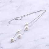 925 Silver 8.5mm Shell Pearl Necklace Long Box Chain Pendant