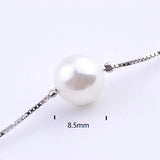 925 Silver 8.5mm Shell Pearl Necklace Long Box Chain Pendant